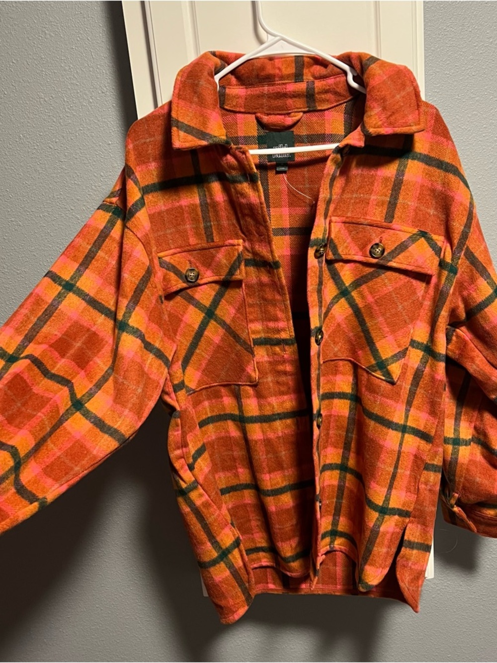 Wild Fable Orange Plaid Button-Up Shacket